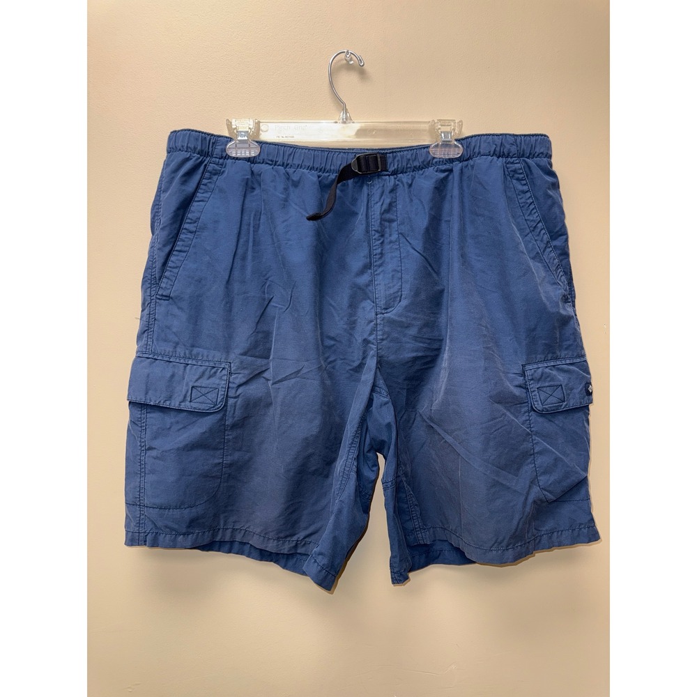 Columbia Mens Navy Blue Cargo Shorts XL 9 Inch Inseam Mesh Lined Belted Hiking